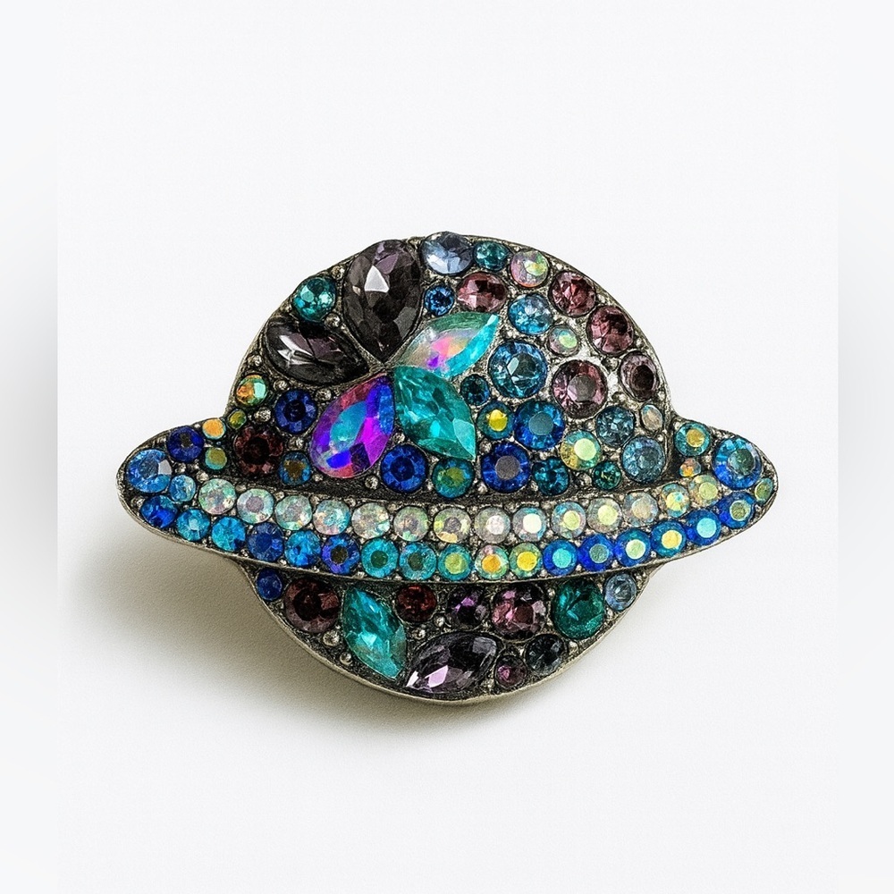 Cosmic Multicolor Crystal Planet Brooch